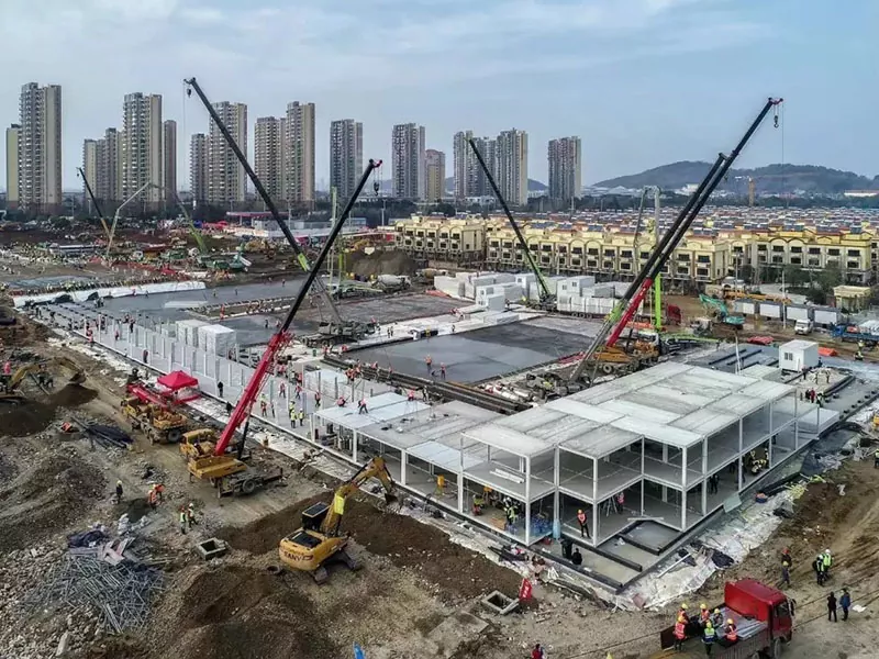 Болнична сграда с модулна стоманена конструкция Болнична сграда с модулна стоманена конструкция